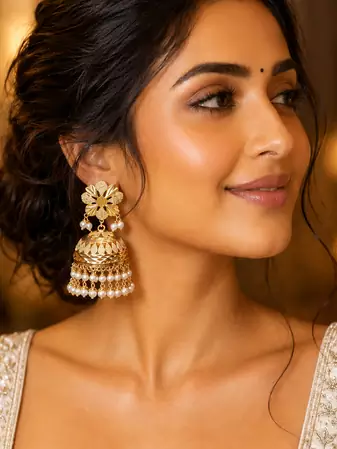 Grand heritage gold plated punjabi jhumka earrings