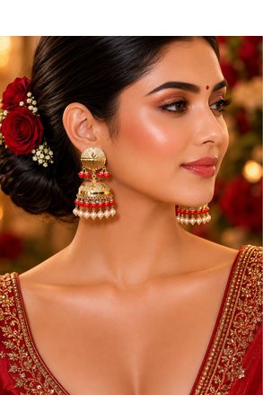 Festive wear punjabi gold plated jhumka earrings 4