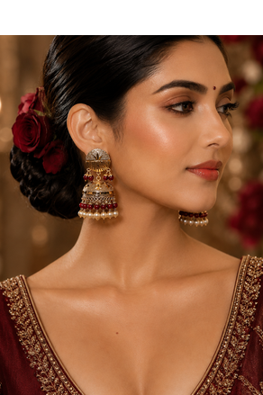 Timeless punjabi gold plated dome jhumka earrings 4