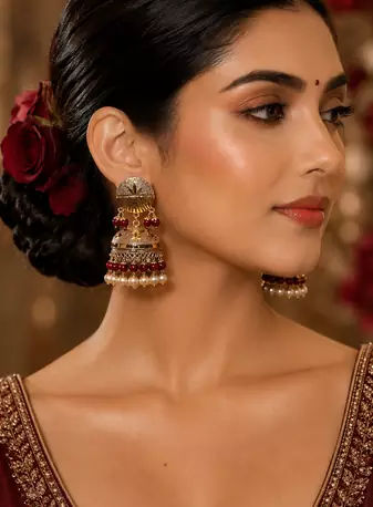 Timeless punjabi gold plated dome jhumka earrings