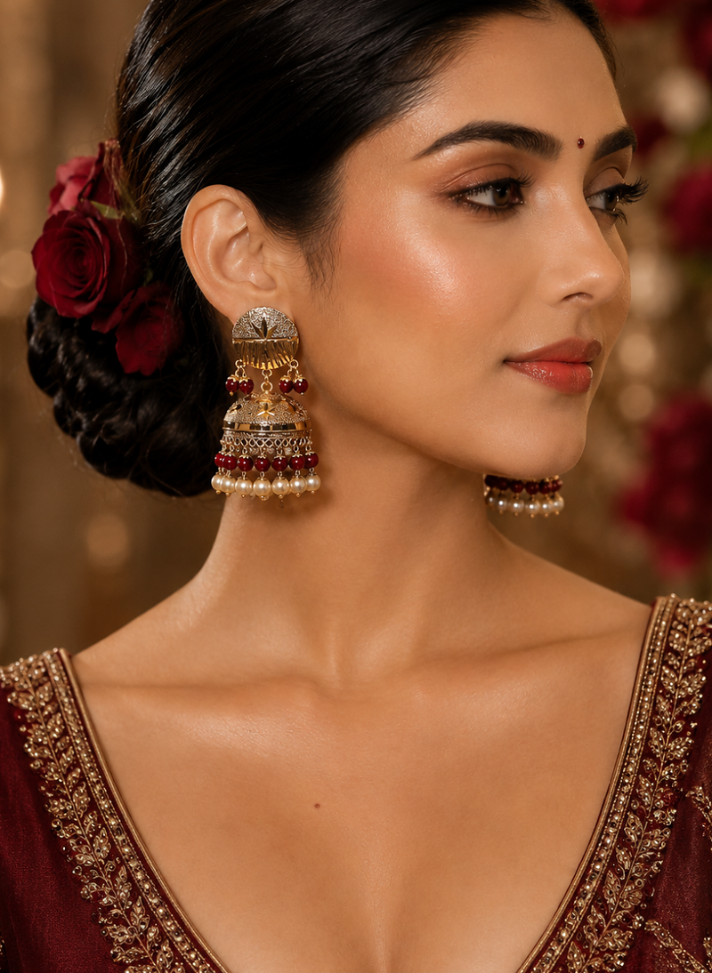 Timeless punjabi gold plated dome jhumka earrings