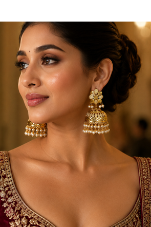 Grand heritage gold plated punjabi jhumka earrings 4