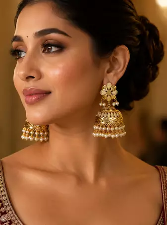 Grand heritage gold plated punjabi jhumka earrings