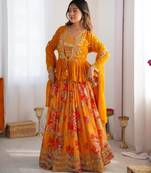 Yellow Lehenga Choli with dupatta  Up To 42