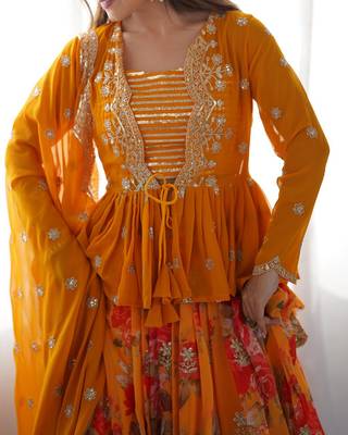 Yellow Lehenga Choli with dupatta  Up To 42 3