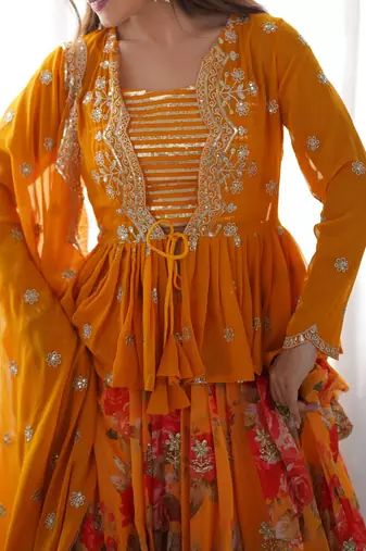 Yellow Lehenga Choli with dupatta  Up To 42