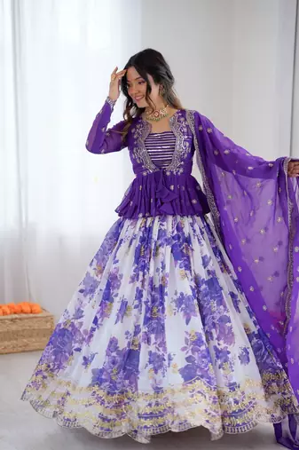 Purple Lehenga Choli With Dupatta Up To 42