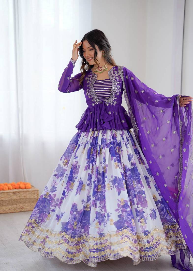 Purple Lehenga Choli With Dupatta Up To 42