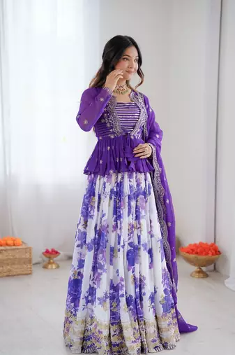 Purple Lehenga Choli With Dupatta Up To 42