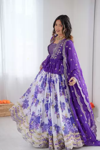 Purple Lehenga Choli With Dupatta Up To 42