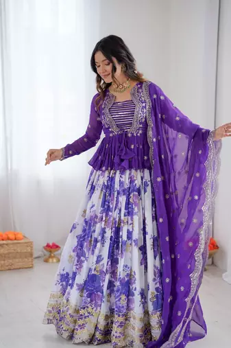 Purple Lehenga Choli With Dupatta Up To 42