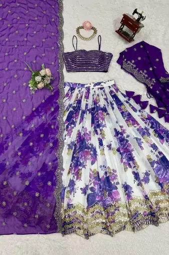 Purple Lehenga Choli With Dupatta Up To 42