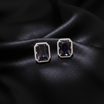 Purple Stone AD Stud Earrings 1