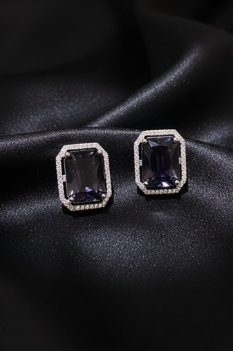 Purple Stone AD Stud Earrings