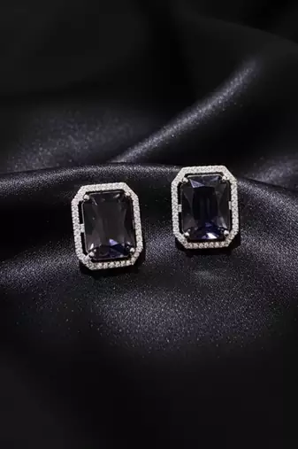 Purple Stone AD Stud Earrings