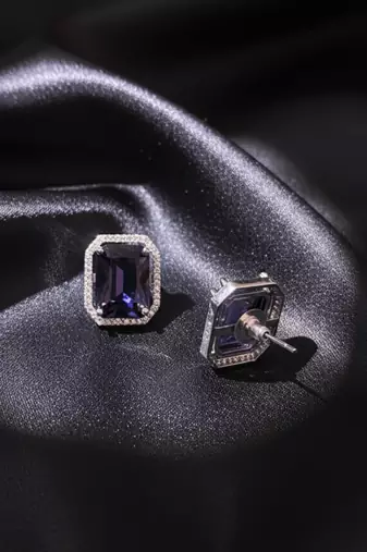 Purple Stone AD Stud Earrings