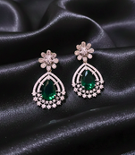 Green Stone AD Studded Dangler Earrings