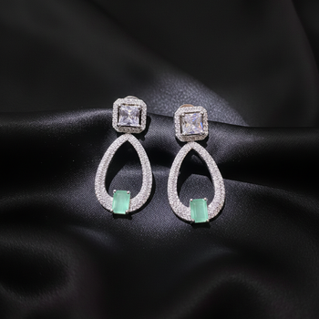 Mint Green Stone AD Dangling Earrings 1