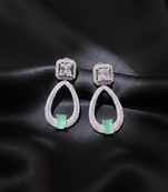 Mint Green Stone AD Dangling Earrings