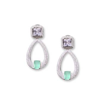 Mint Green Stone AD Dangling Earrings 2