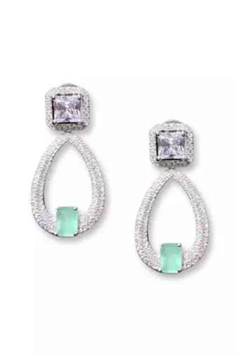 Mint Green Stone AD Dangling Earrings