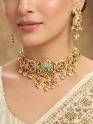 Rajwadi Stone Dangling Choker Set 1