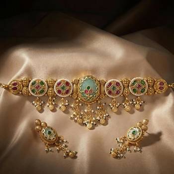 Rajwadi Stone Dangling Choker Set 2
