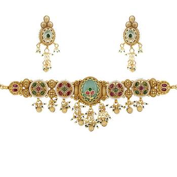 Rajwadi Stone Dangling Choker Set 5