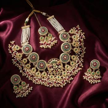 Stone & Pearl Bridal Necklace Set 2