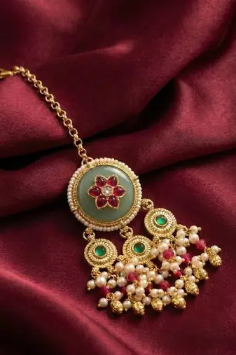 Stone & Pearl Bridal Necklace Set