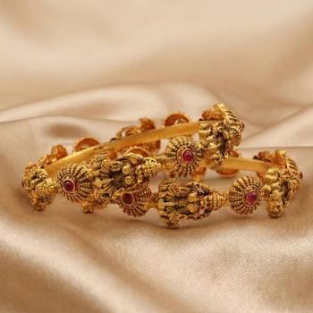 Gerua Polish Temple Slide Bangles,  Set of 2 2