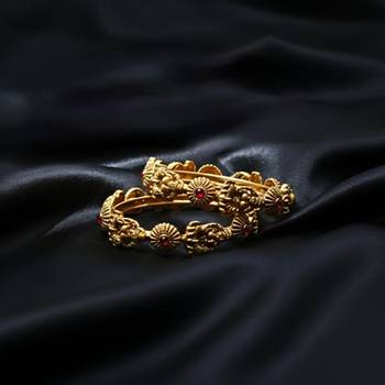 Gerua Polish Temple Slide Bangles,  Set of 2 3