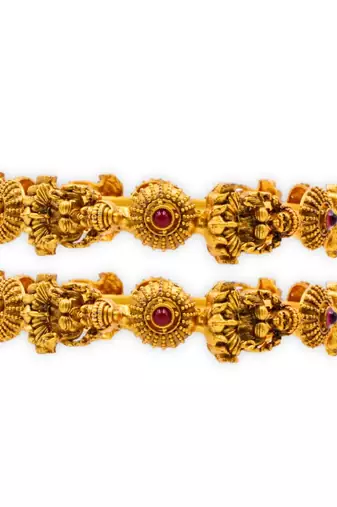 Gerua Polish Temple Slide Bangles,  Set of 2