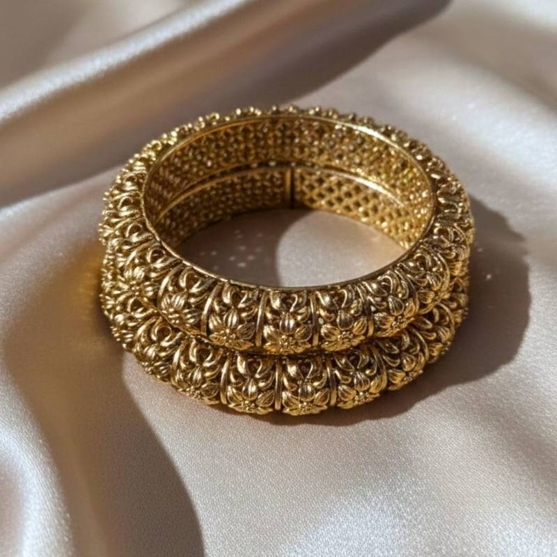 Traditional Screw Openable Kada Bangles, Set of 2 (2.4)