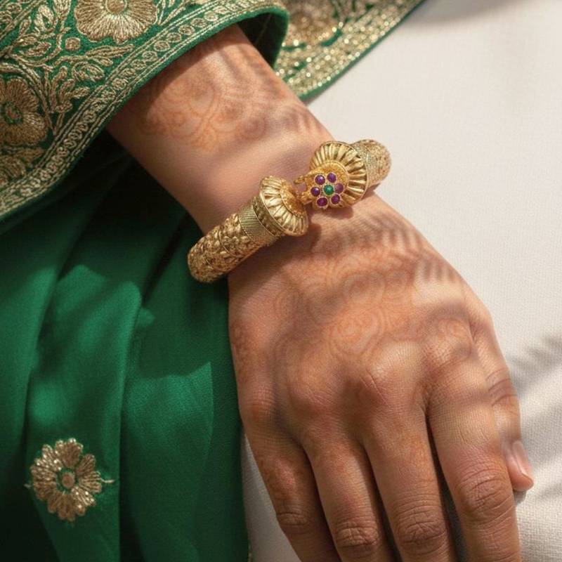 Gold Plated Screw Openable Patli Kada Bangles, Set of 2