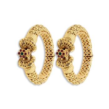 Gold Plated Screw Openable Patli Kada Bangles, Set of 2 4