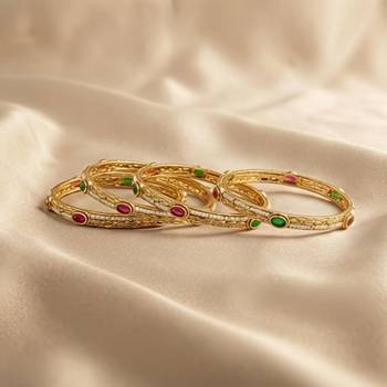 Multicolour Stone Rajwadi Kada Slide Bangles, Set of 4 2