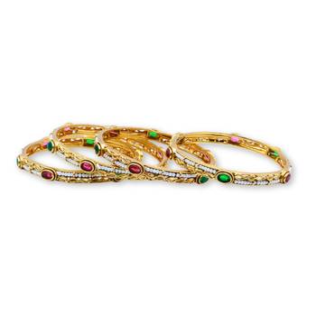 Multicolour Stone Rajwadi Kada Slide Bangles, Set of 4 3
