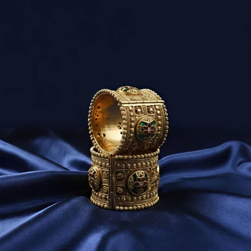 Traditional Heritage Broad Kada Bangles, Set of 2