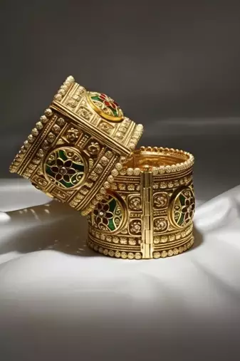 Traditional Heritage Broad Kada Bangles, Set of 2
