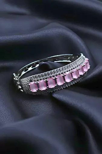 Pink Stone & American Diamond Openable Kada