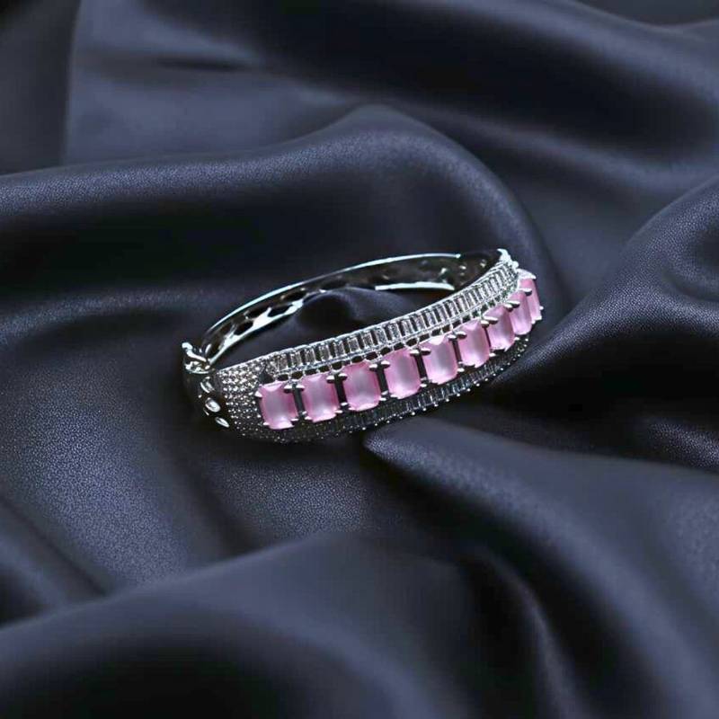 Pink Stone & American Diamond Openable Kada
