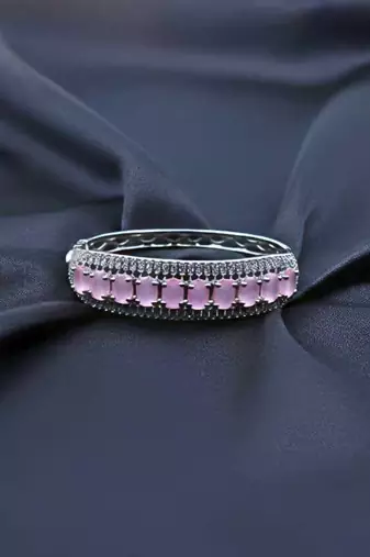 Pink Stone & American Diamond Openable Kada