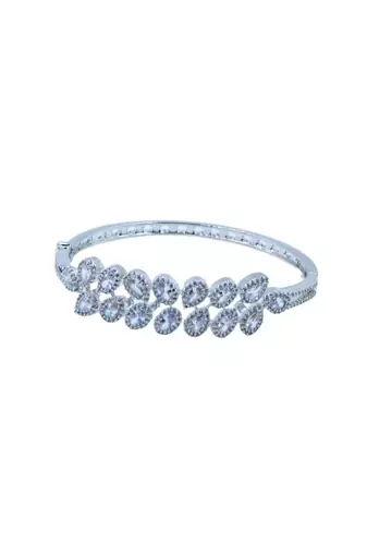 American Diamond Leaf Motif Openable Kada