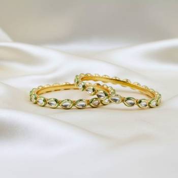 Meenakari Kundan Almond Shaped Slide Bangles, Set of 2 1