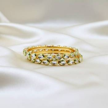 Meenakari Kundan Almond Shaped Slide Bangles, Set of 2 2