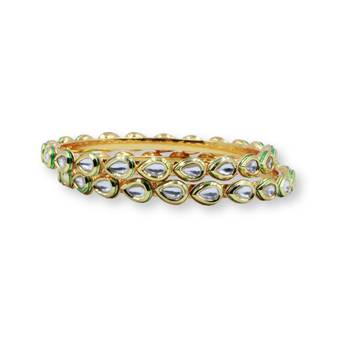 Meenakari Kundan Almond Shaped Slide Bangles, Set of 2 3