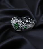AD Studded Green Stone Openable Kada