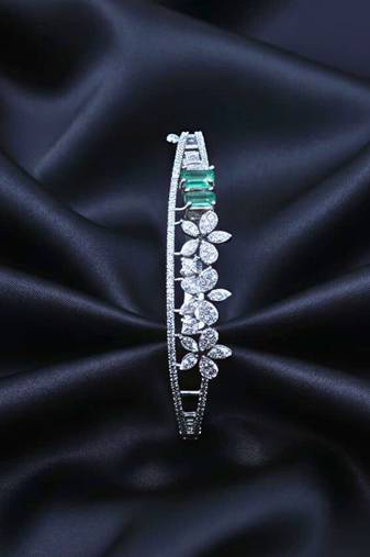 AD Studded Floral Design Openable Kada