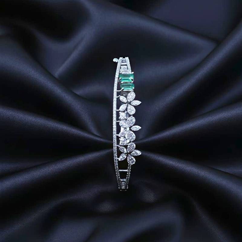 AD Studded Floral Design Openable Kada